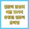 집중력 향상의 비밀 13가지 유형별 집중력 공략법
