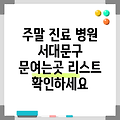 서대문구 문여는 병원 주말 진료 병원 리스트