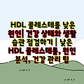 HDL 콜레스테롤 낮은 원인| 건강 상태와 생활 습관 점검하기 | 낮은 HDL 콜레스테롤, 원인 분석, 건강 관리 팁