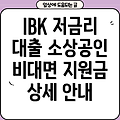 IBK 기업은행 이지원보증부대출: 소상공인 비대면 저금리 대출 상세 안내