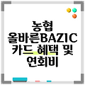 농협 올바른BAZIC 카드 혜택 및 연회비