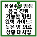 잠실4동 밤샘 응급 진료 가능한 병원 완벽 가이드: 늦은 밤 의료 상황 대처법