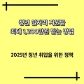 청년 일자리 지원금 최대 1,200만원 받는 방법: 청년 일자리 도약 장려금 + 청년 도전 지원 사업