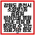 강원도 춘천시 소양로1동 공휴일 비상진료 병원 안내: 급할 때 찾아갈 수 있는 의료기관 정보