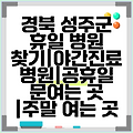 경북 성주군 휴일 병원 찾기|야간진료 병원|공휴일 문여는 곳 |주말 여는 곳