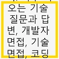 개발자 면접 질문 정리: 자주 나오는 기술 질문과 답변, 개발자 면접, 기술 면접, 코딩 테스트, 개발자 취업, IT 기업 면접