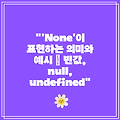 "'None'이 표현하는 의미와 예시 | 빈값, null, undefined"