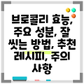 브로콜리 효능, 주요 성분, 잘 씻는 방법, 추천 레시피, 주의 사항
