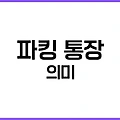 파킹 통장이란? 하루만 맡겨도 이자가 붙는 똑똑한 금융 전략