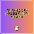게임 타이틀로 꾸미는 나만의 일상 7가지 간편 아이템 분석