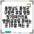 충청남도 홍성군 구항면 휴일 병원 찾기|야간진료 병원|공휴일 문여는 곳 |주말 여는 곳