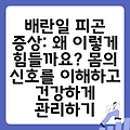 배란일 피곤 증상: 왜 이렇게 힘들까요? 몸의 신호를 이해하고 건강하게 관리하기