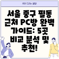 서울 중구 필동 근처 PC방 완벽 가이드: 5곳 비교 분석 및 추천!