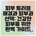 피부 트러블 해결과 피부과 선택: 건강한 피부를 위한 완벽 가이드