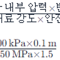 관의 두께(관내 수압에 의한 방법)
