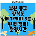 부산 중구 광복동 메가커피 5곳 완벽 정복! 운영시간