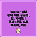 "None" 대응 문제 해결 궁금증, 팁, 가이드 | 문제 해결, 오류 메시지, 지원