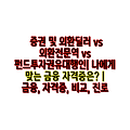 증권 및 외환딜러 vs 외환전문역 vs 펀드투자권유대행인| 나에게 맞는 금융 자격증은? | 금융, 자격증, 비교, 진로