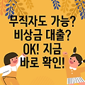 무직자 비상금 대출 가능 여부? 대상, 조건, 신청방법 총정리