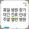 시흥시청 휴일 병원 찾기|야간진료 병원|공휴일 문여는 곳 |주말 여는 곳