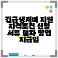 긴급생계비 지원 자격조건 신청 서류 절차 방법 지급일