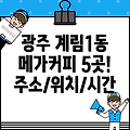 광주 동구 계림1동 메가커피 5곳: 주소, 위치, 운영시간, 전화번호 총정리