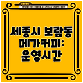 세종시 보람동 메가커피: 운영시간