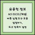 유용한 정보 MS EXCEL(엑셀) 빠른 실행 도구 모음 설정하기, 도구 단축키 설정