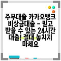 주부대출 카카오뱅크 비상금대출 - 믿고 받을 수 있는 24시간 대출! 절대 놓치지 마세요