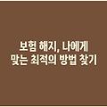 보험 해지, 나에게 맞는 최적의 방법 찾기