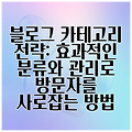 블로그 카테고리 전략: 효과적인 분류와 관리로 방문자를 사로잡는 방법