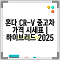 혼다 CR-V 중고차 가격 시세표 | 하이브리드 2025
