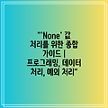 "'None' 값 처리를 위한 종합 가이드 | 프로그래밍, 데이터 처리, 예외 처리"
