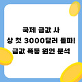 국제 금값 사상 첫 3000달러 돌파! 금값 폭등 원인 분석