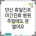 경기도 안산시 단원구 선부3동 휴일 병원 찾기|야간진료 병원|공휴일 문여는 곳 |주말 여는 곳