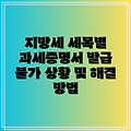 지방세 세목별 과세증명서 발급 불가 상황 및 해결 방법