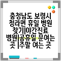 충청남도 보령시 청라면 휴일 병원 찾기|야간진료 병원|공휴일 문여는 곳 |주말 여는 곳