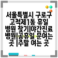 서울특별시 구로구 고척제1동 휴일 병원 찾기|야간진료 병원|공휴일 문여는 곳 |주말 여는 곳