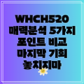 WHCH520 마지막 기회 5가지 매력 포인트 비교 분석