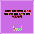 독특한 디자인으로 시선을 사로잡는 상품 7가지 상세 비교 분석