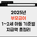 2025년 부모급여, 1~2세 아동 기준별 지급액 총정리