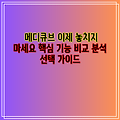 메디큐브 이제 놓치지 마세요 핵심 기능 비교 분석  선택 가이드