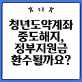 청년도약계좌 중도해지, 정부지원금 환수될까요?