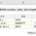 [기타 함수] 엑셀 BASE 함수로 진수법 변환하기