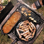 캠핑음식 : 브리치즈구이/고메 치킨박스/버크셔K 삼겹살구이/새우감바스