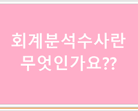 회계분석수사란 무엇인가요???