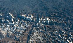 우주에서 찍은 히말라야 산맥의 풍경