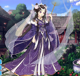 고대 중국 소녀의 화려한 드레스