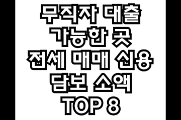 무직자 대출 가능한 곳 (전세 매매 신용 담보 소액) TOP 8