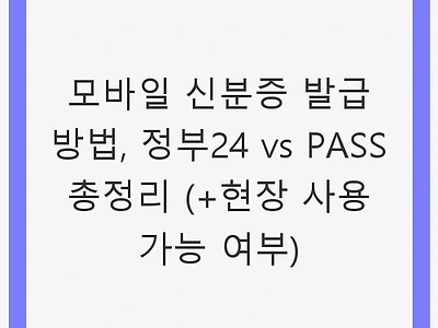 모바일 신분증 발급 방법, 정부24 vs PASS 총정리 (+현장 사용 가능 여부)